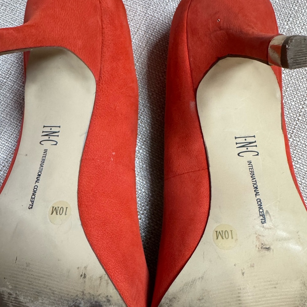 INC International Concepts Vibrant Orange Suede Pumps - peep toe